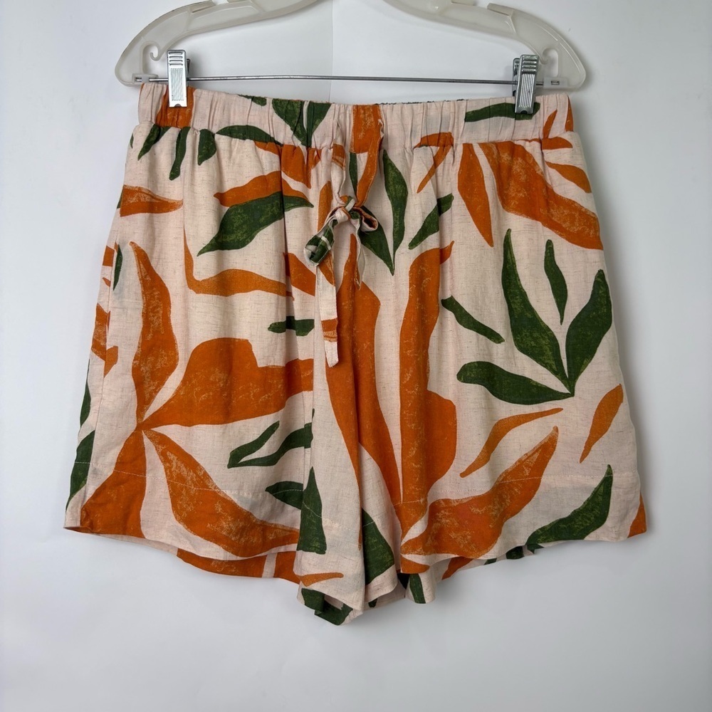 Dress Forum Los Angeles Tropical Print Linen Blend Shorts